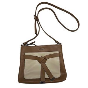 Nine West Crossbody Purse Shoulder Bag Brown Beige Neutral Small Long Strap
